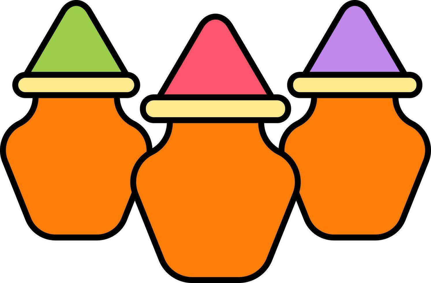 Tri Color Powder Mud Pot Flat Icon. vector