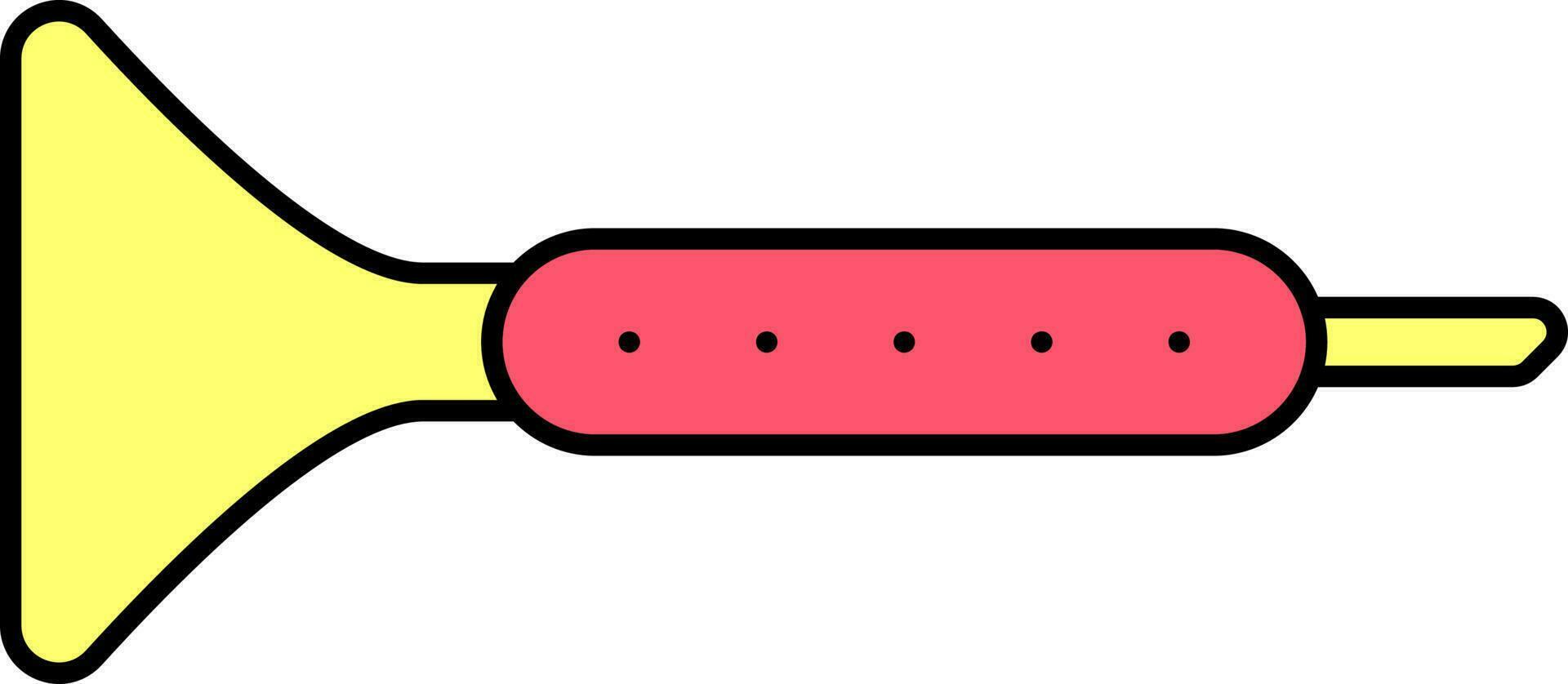 aislado vuvuzela icono en amarillo y rojo color. vector