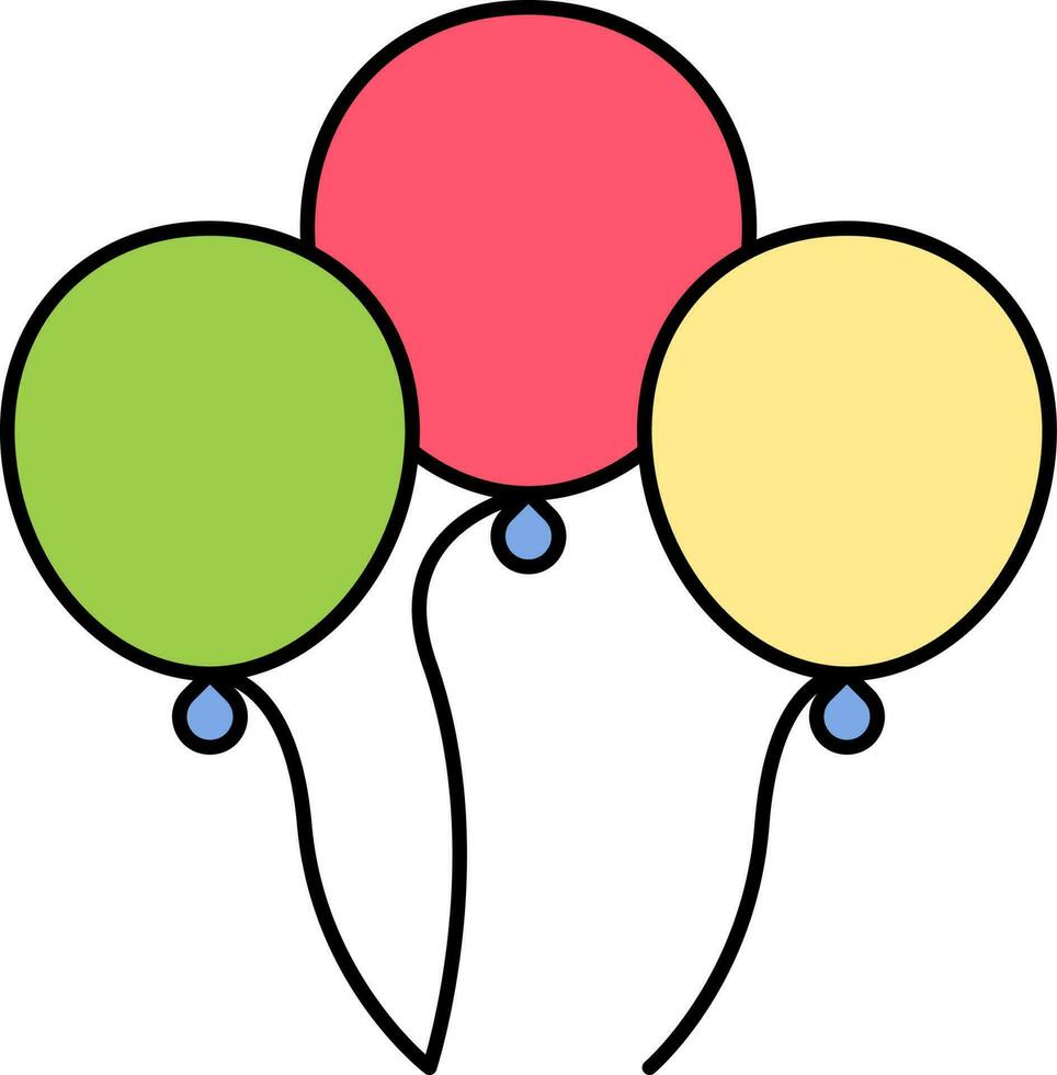 Tricolor Balloons Icon In Flat Style. vector