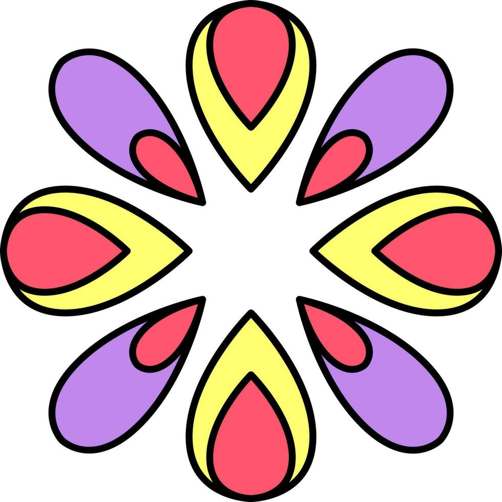 Tri Color Beautiful Rangoli Icon In Flat Style. vector