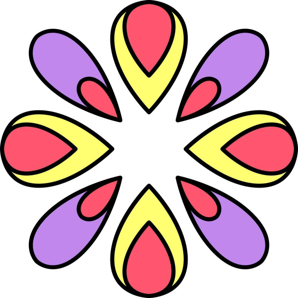 Tri Color Beautiful Rangoli Icon In Flat Style. vector