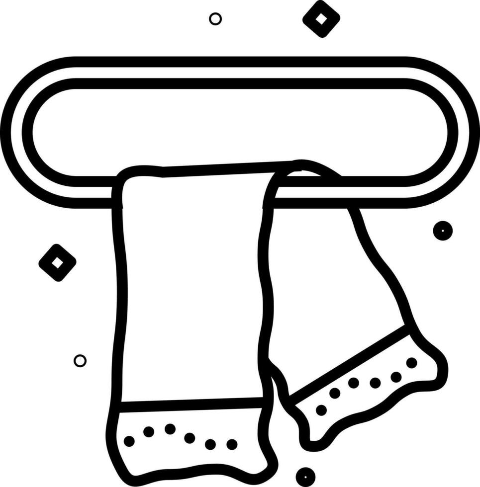 Scarf Hanger Icon In Black Outline. vector