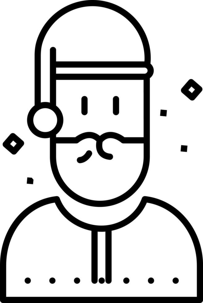 Black Stroke Santa Cartoon Character Icon. vector