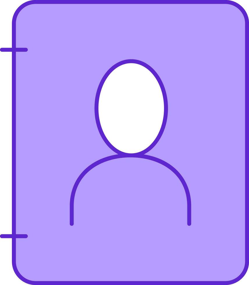 White And Violet Contact Book Icon In Flat Style. vector