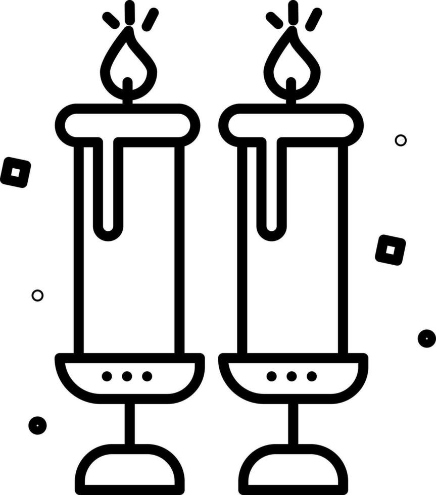 Two Burning Candle Stand Icon In Linear Style. vector