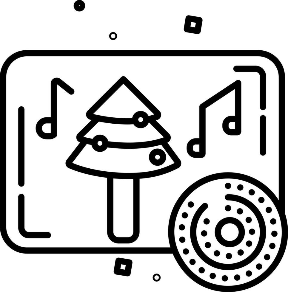 Christmas Music CD Or DVD Icon In Linear Style. vector