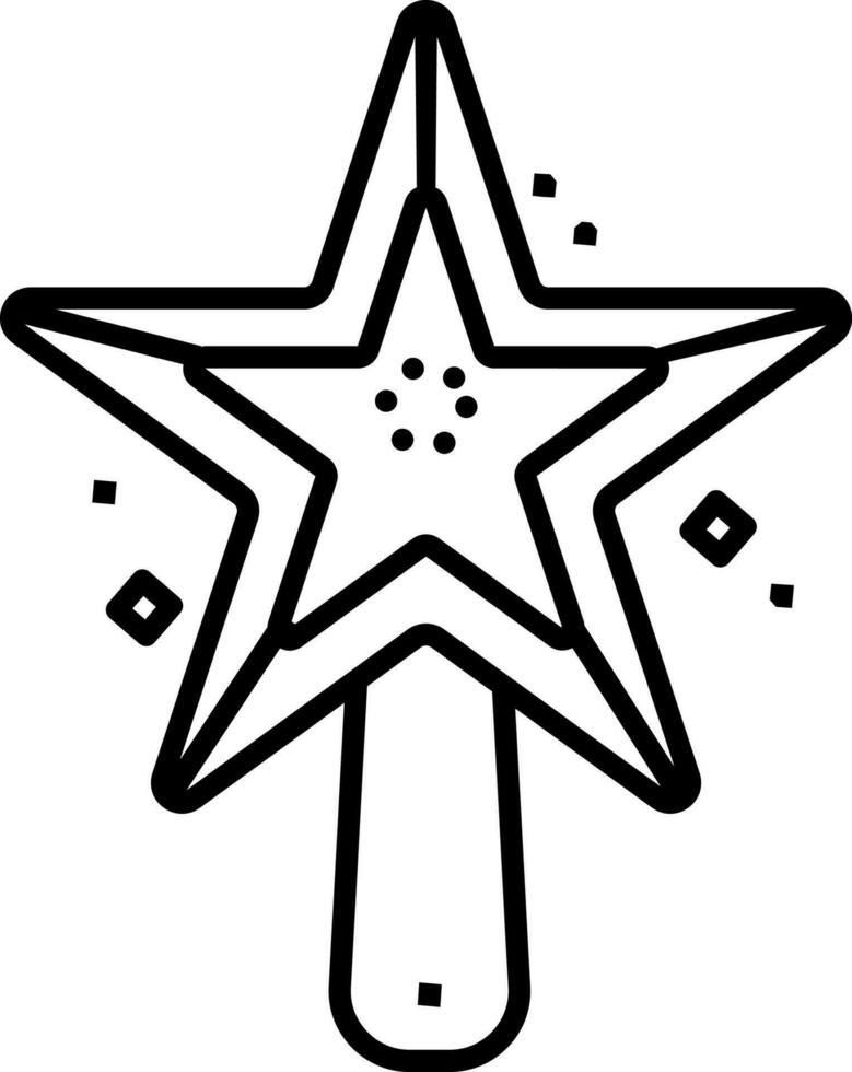 Black Line Art Star Stick Icon. vector