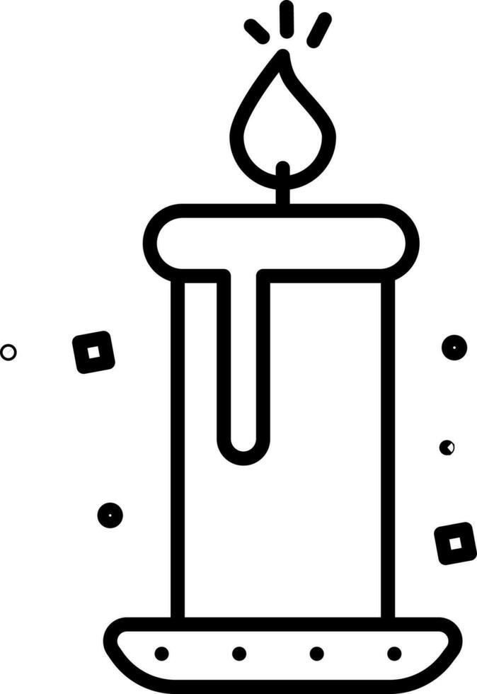 Burning Candle Stand Icon In Black Thin Line. vector