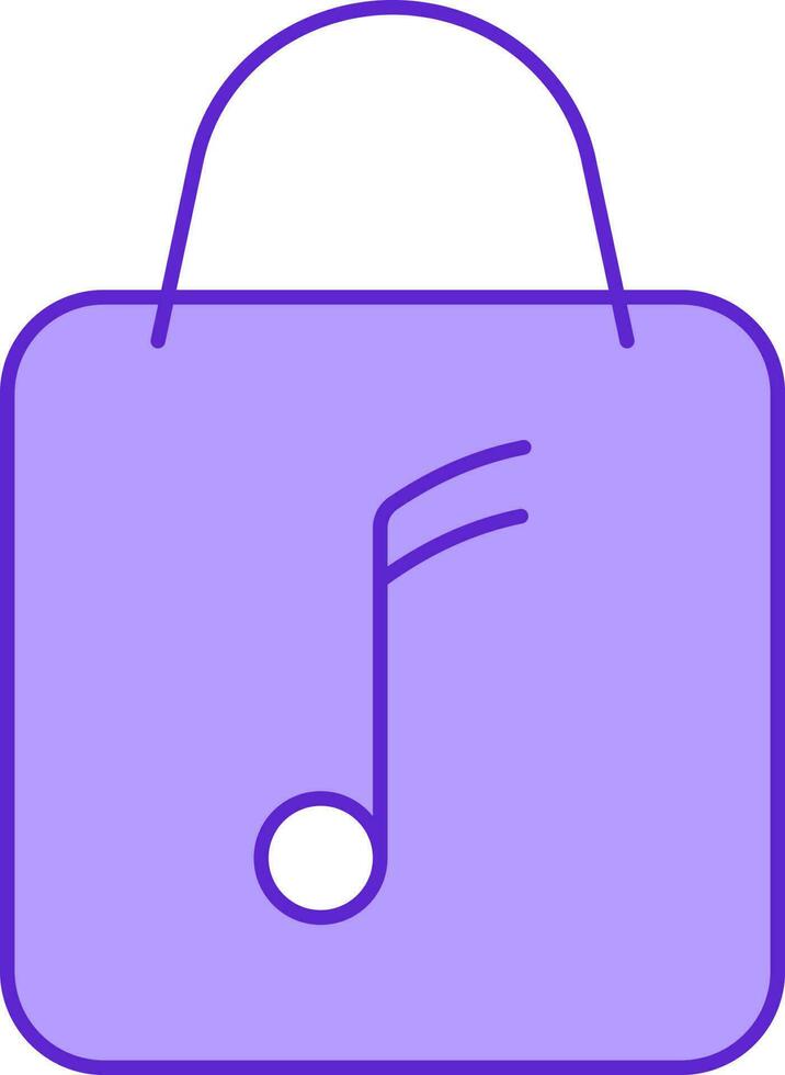 Music Shopping Bag Icon In Violet Color. vector