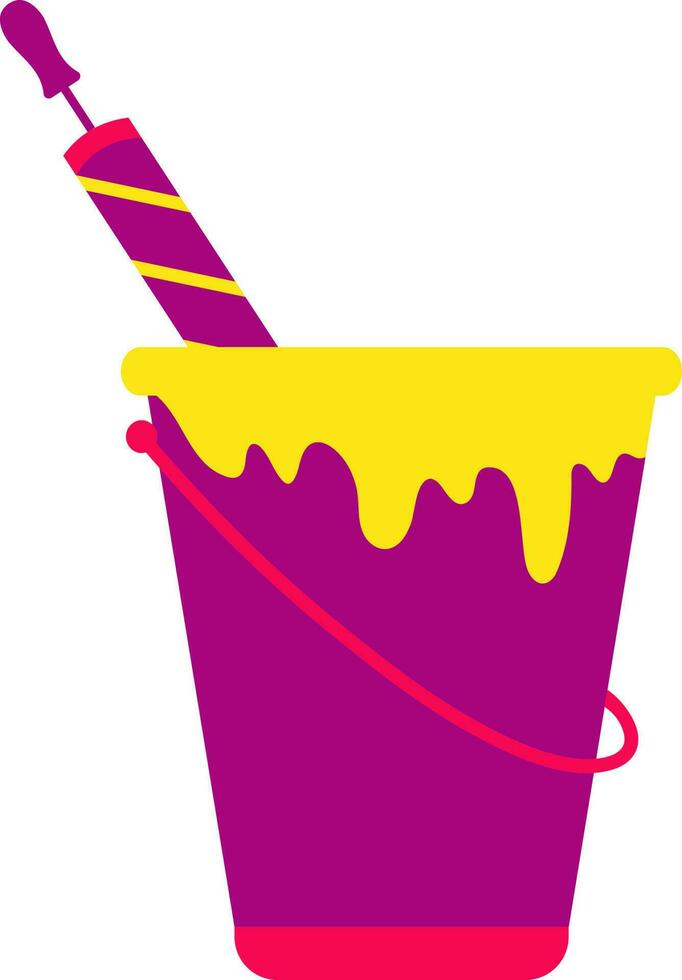 Isolated Pichkary In Water Color Bucket Pink And Yellow Icon. vector