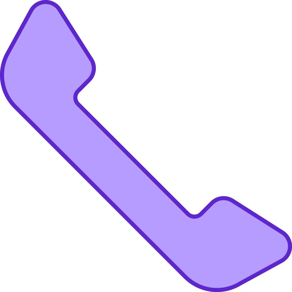 Violet Phone Receiver Icon In Flat Style. vector