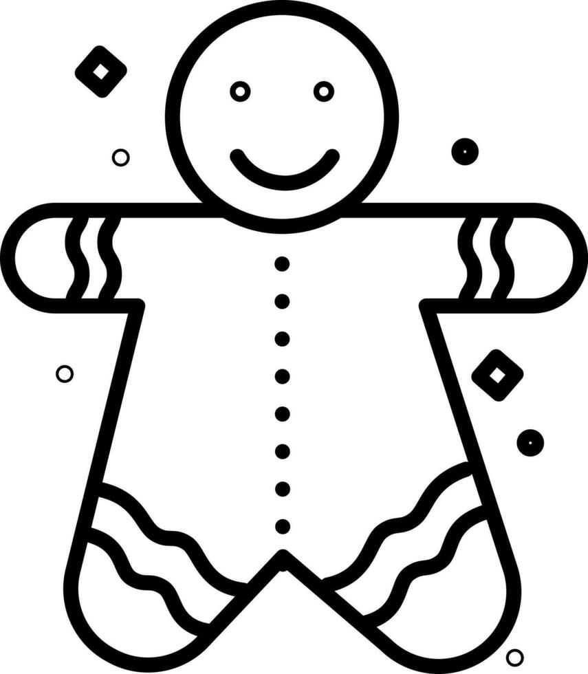Cartoon Gingerbread Icon In Linear Style. vector