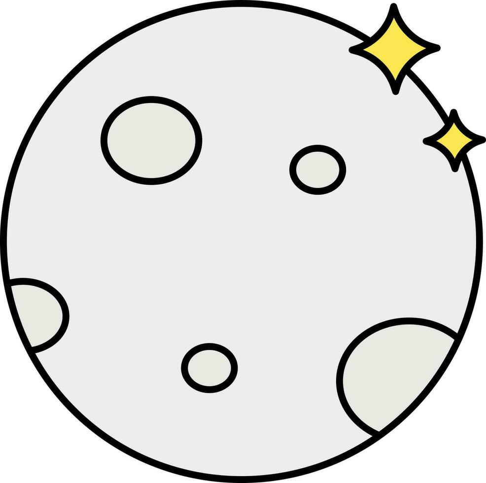 Full Moon With Stars Icon In Grey And Yellow Color. vector