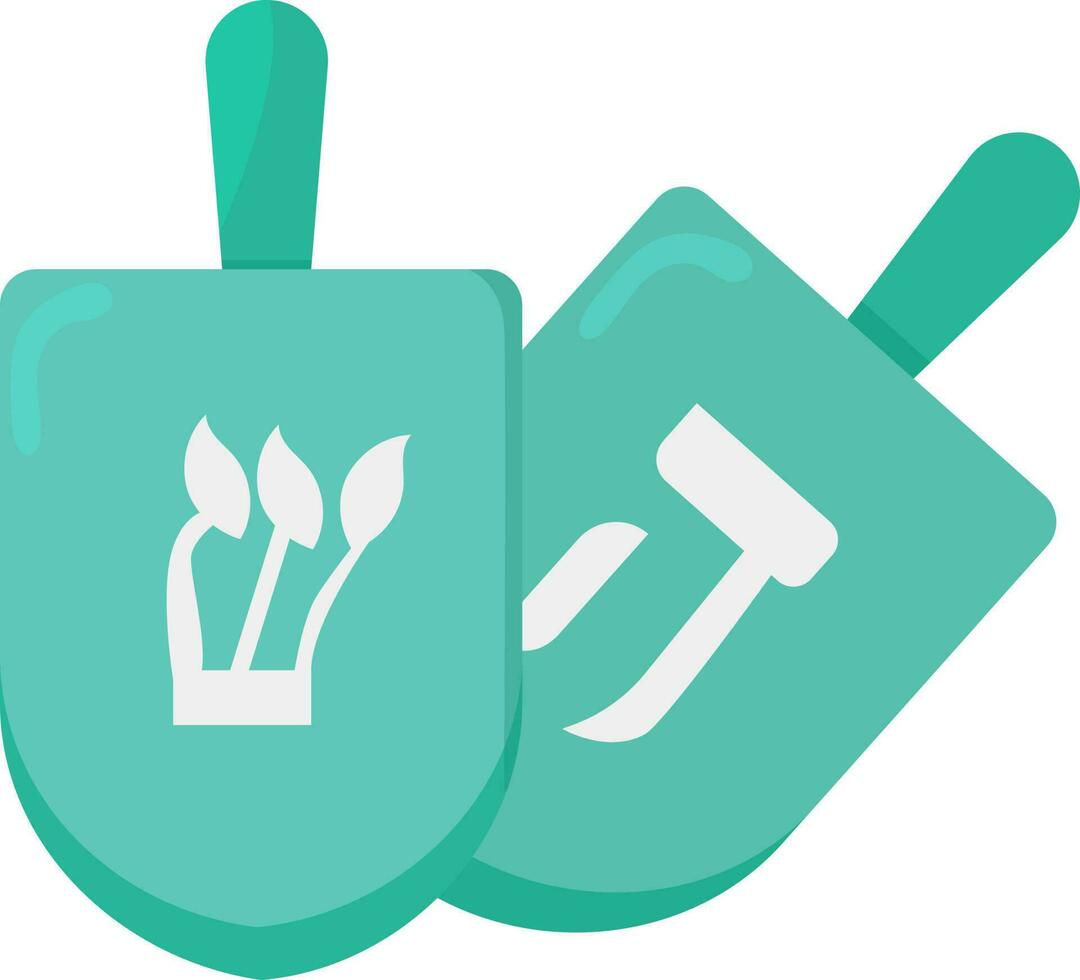 Turquoise Illustration Of Dreidel Flat Icon. vector