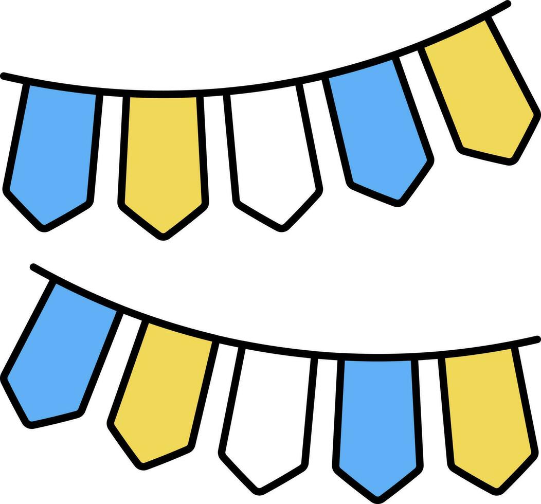 Flat Arrow String Flag Icon In Yellow And Blue Color. vector