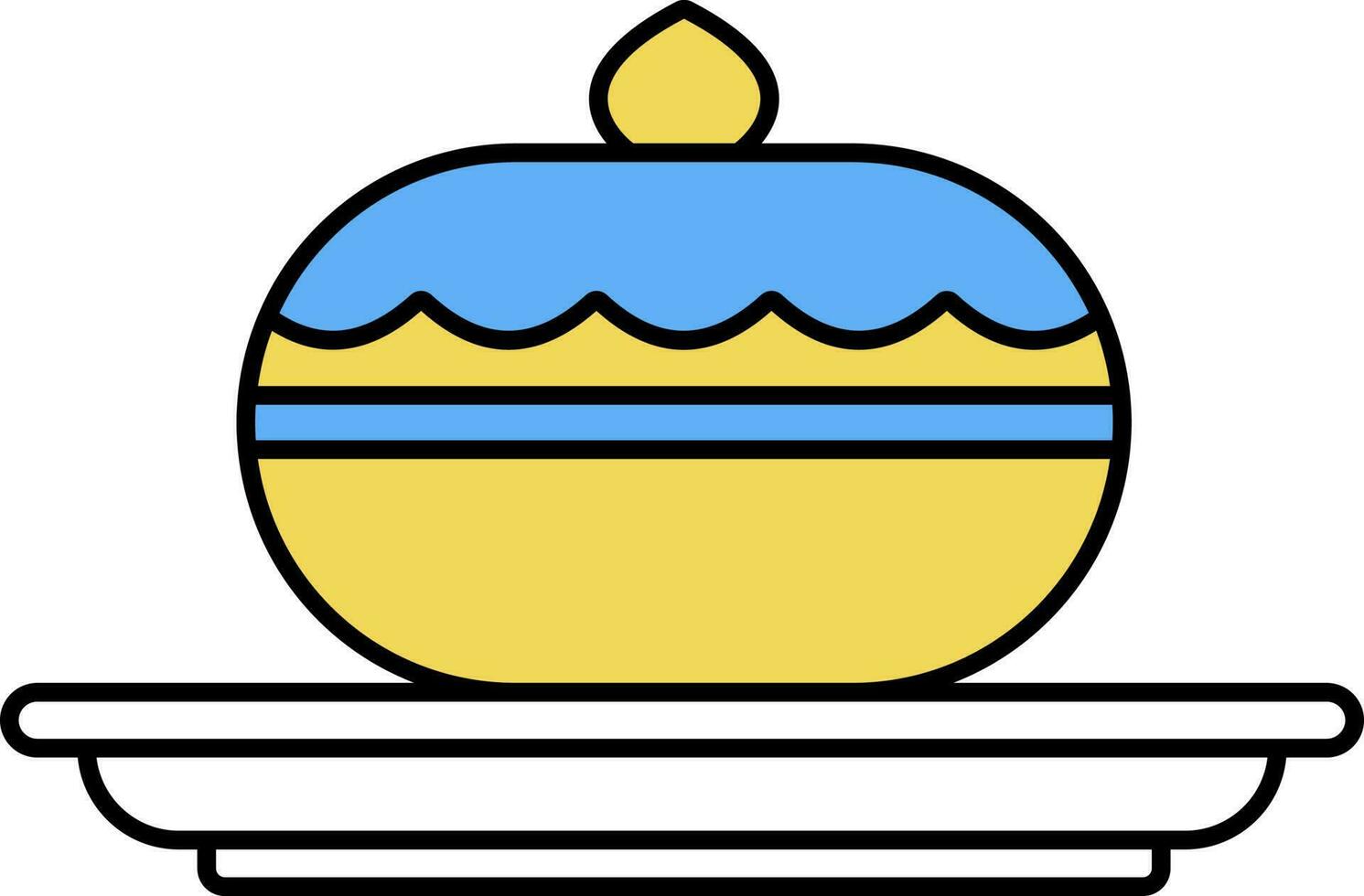 azul y amarillo sabroso sufganiyah plato plato icono. vector