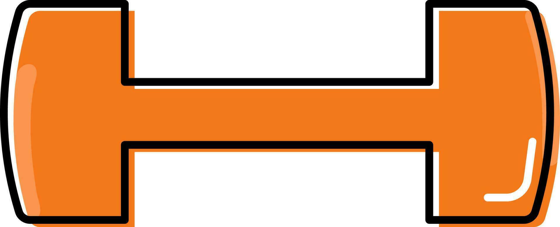 Orange Illustration Of Dumbbell Flat Icon. vector