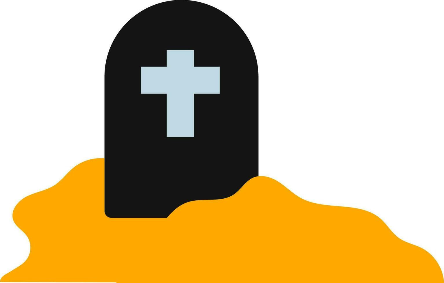 plano estilo cementerio icono en amarillo y negro color. vector