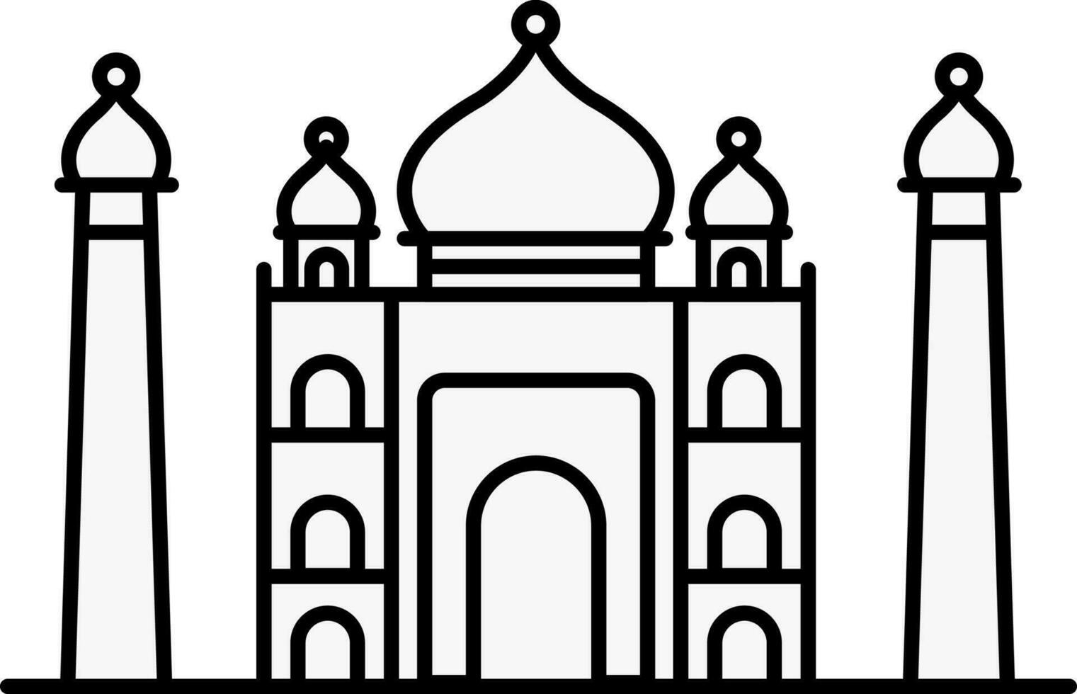 gris taj mahal edificio icono en plano estilo. vector