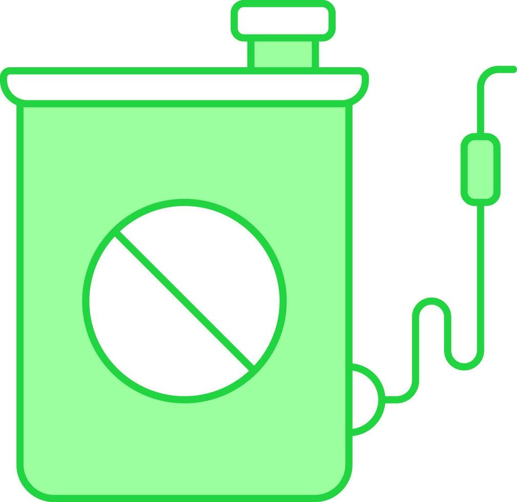 Green And White Pesticide Sprayer Tank Icon In Flat Style. vector