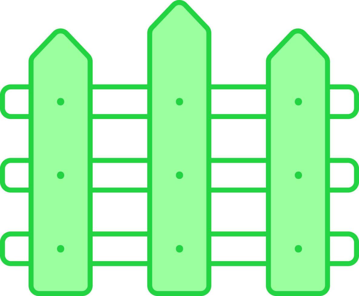 Green And White Fence Icon In Flat Style. vector