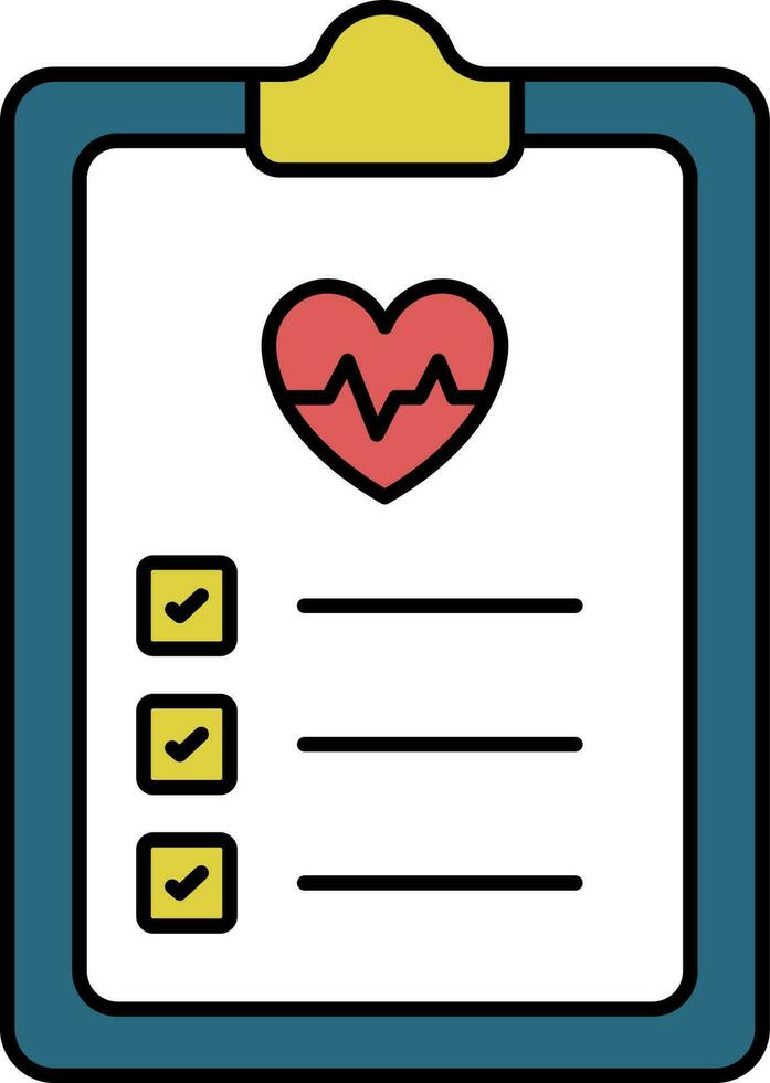 Check Heart Report Colorful Icon. vector