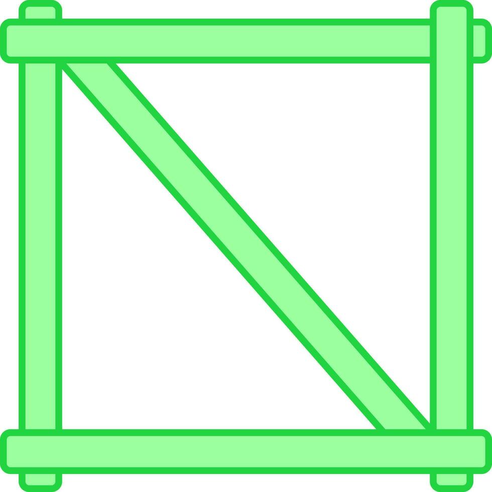 Flat Wooden Crate Icon In Green Color. vector