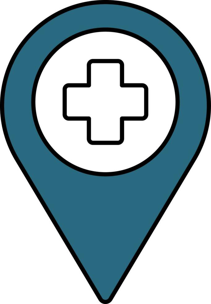 Health Center Location Point Icon In Blue Color. vector