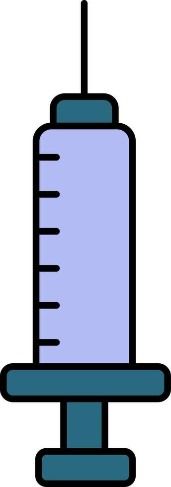 Flat Style Syringe Icon In Blue Color. vector
