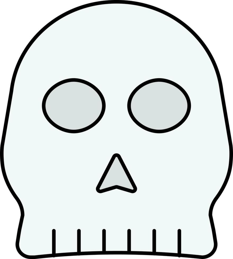 Grey And White Skull Flat Icon Or Symbol. vector