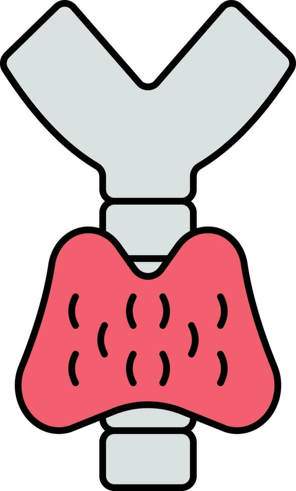 Thyroid Icon In Red And Gray Color. vector