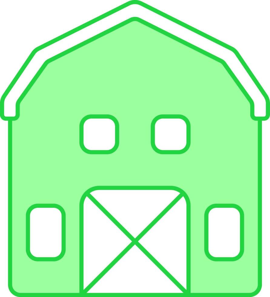 Green And White Barn Flat Icon Or Symbol. vector