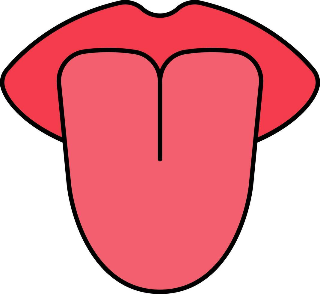 Flat Style Tongue Icon In Red Color. vector