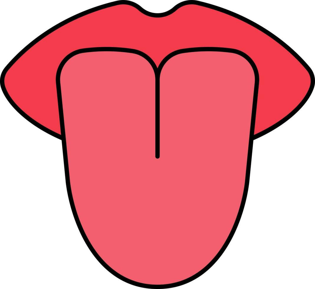 plano estilo lengua icono en rojo color. vector