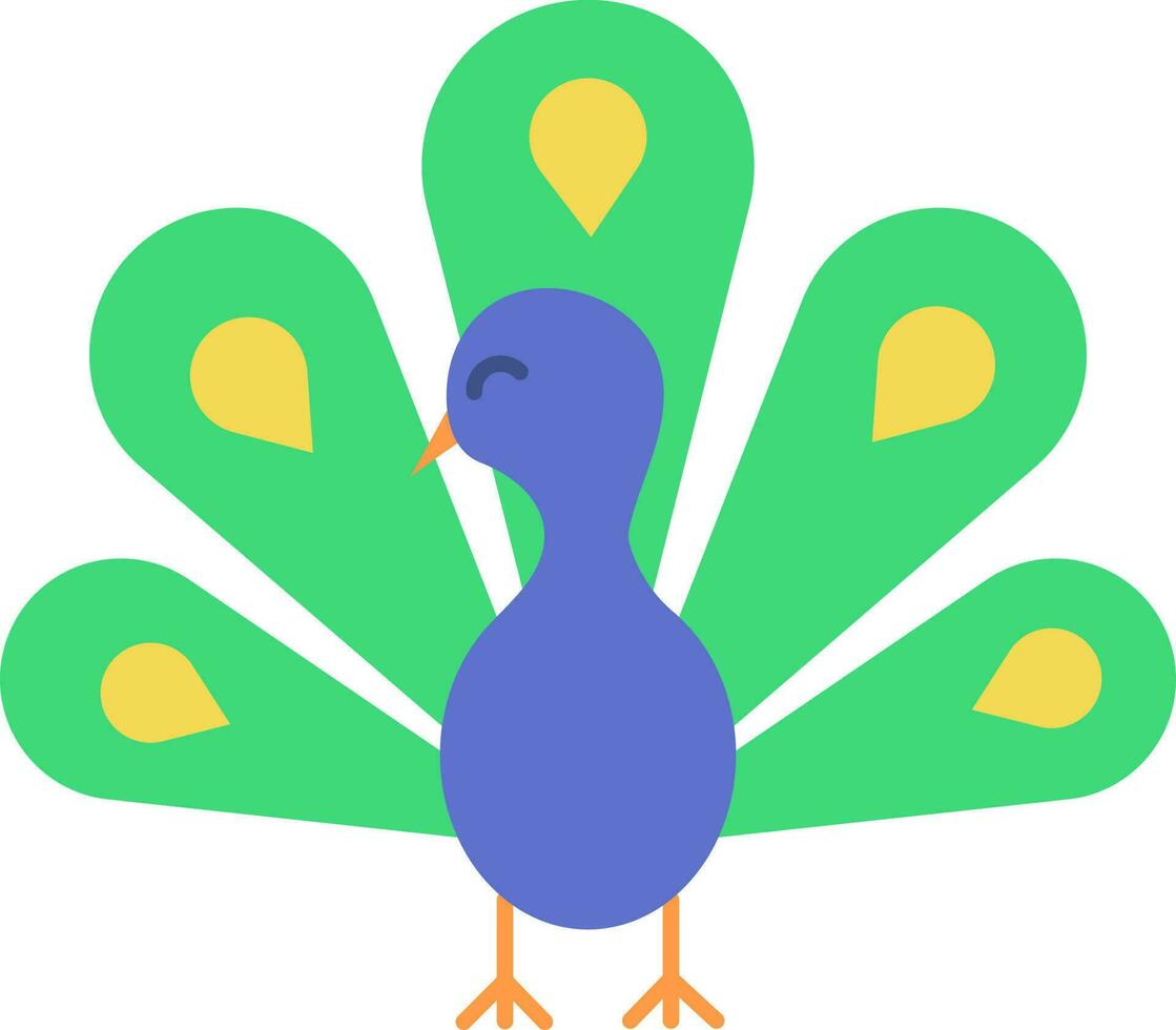 Isolated Beautiful Peacock Icon In Purple And Green Color. vector