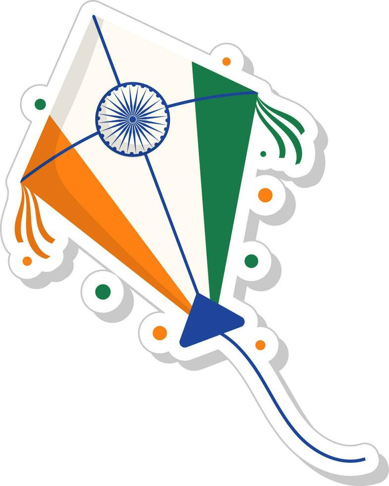 Indian Flag Color Kite In Paper Cut Style. vector