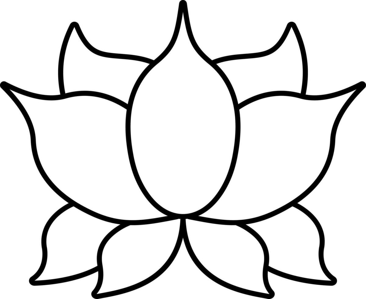 Black Thin Line Art Of Lotus Flower Icon. vector