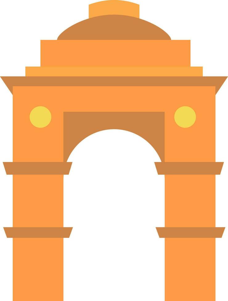 Illustration Of India Gate In Orange Color. vector