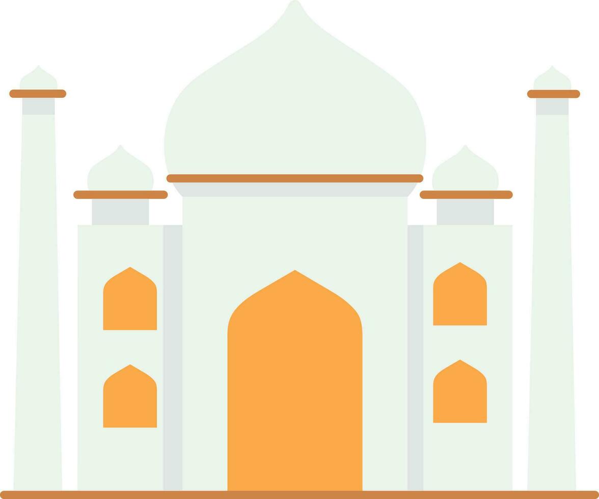Isolated Beautiful Taj Mahal Icon In Flat Style. vector