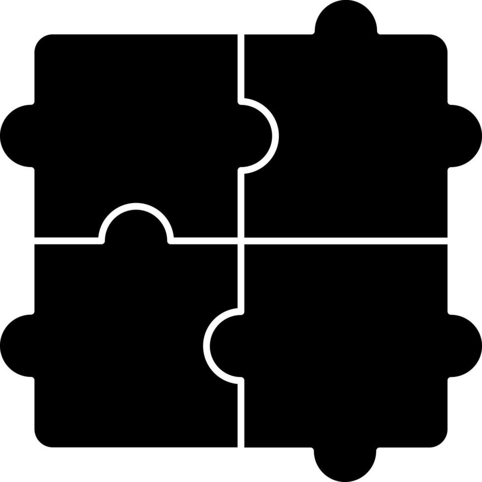 Black Jigsaw Puzzle Icon In Flat Style. vector