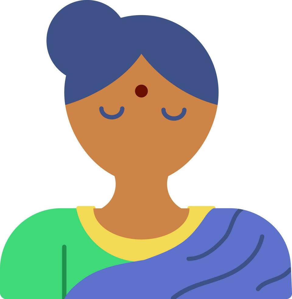 aislado indio mujer en tradicional sari icono en plano estilo. vector