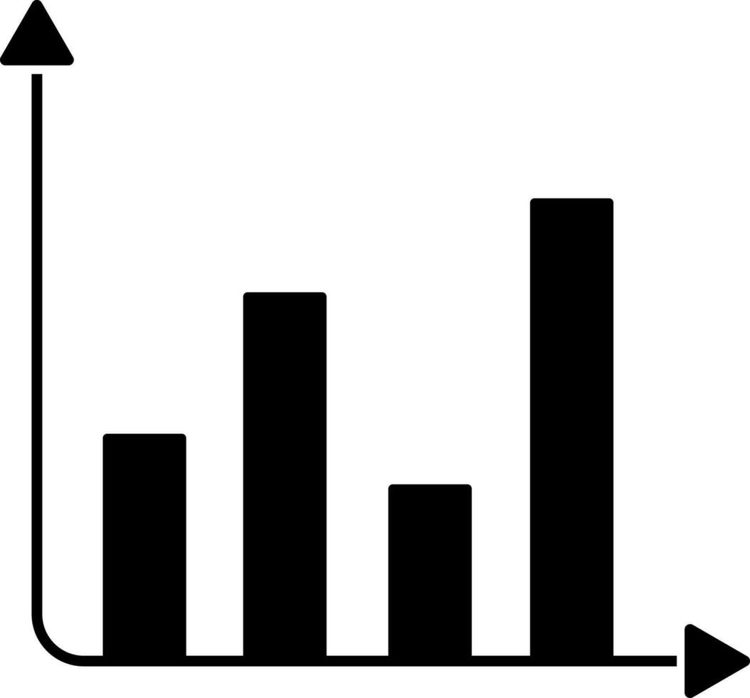 Illustration Of Bar Chart Icon In Black Color. vector