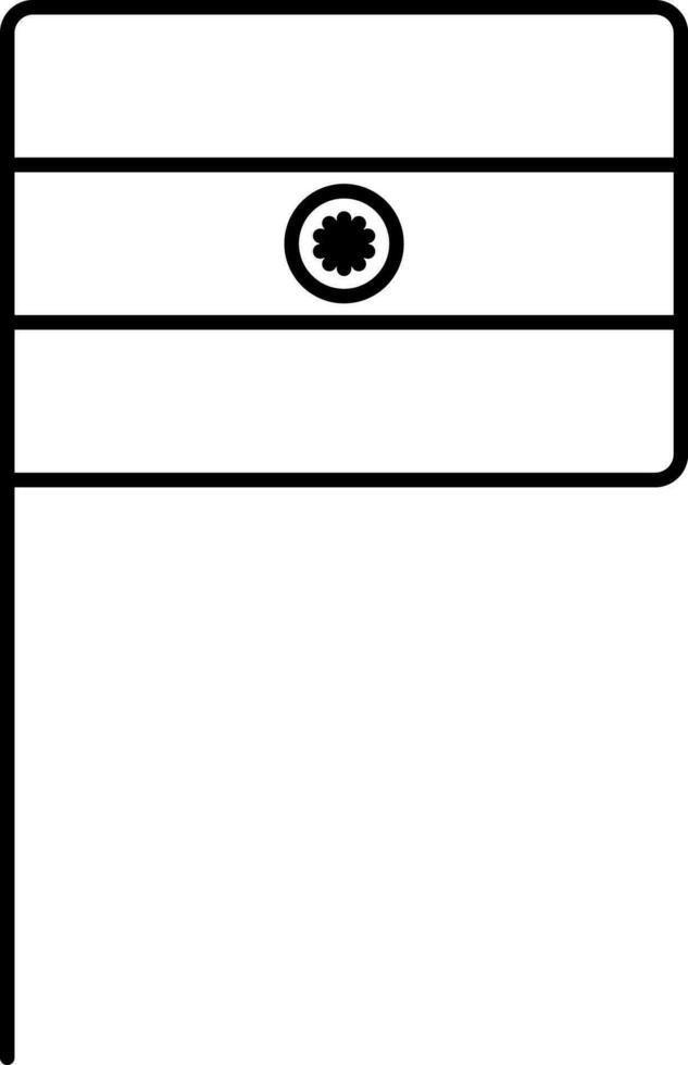 Indian National Flag Pole Black Stroke Icon. vector