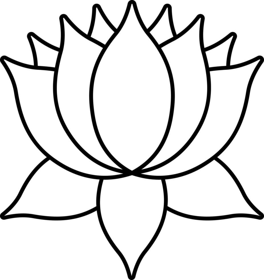 Black Outline Illustration Of Lotus Flower Icon. vector