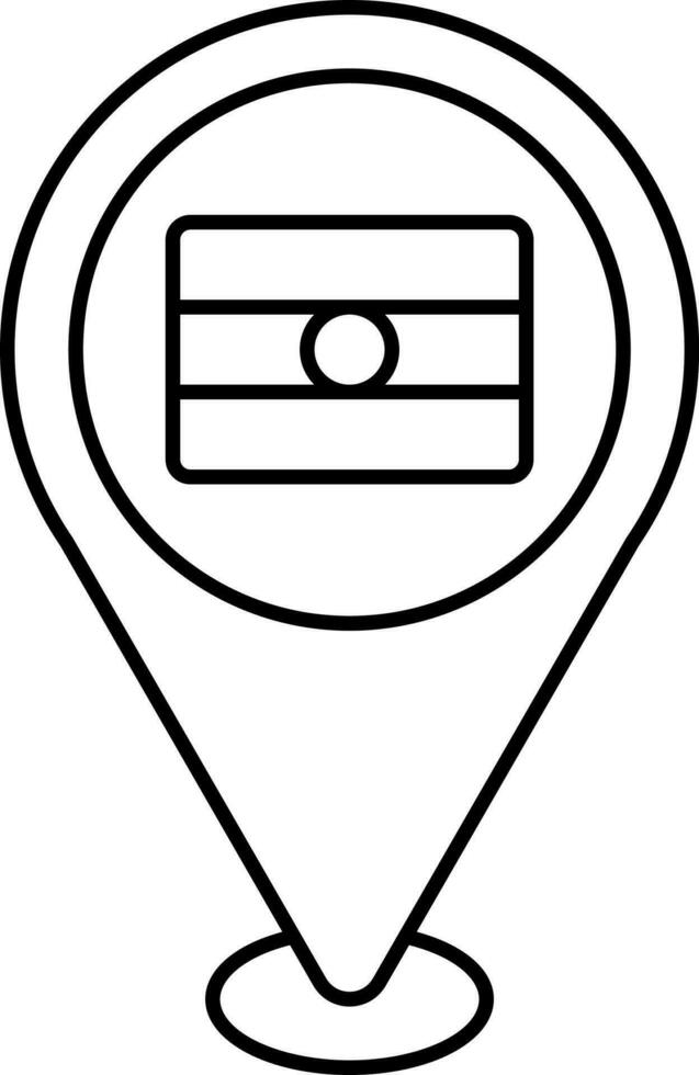 Isolated India Flag Location Icon In Line Art. vector