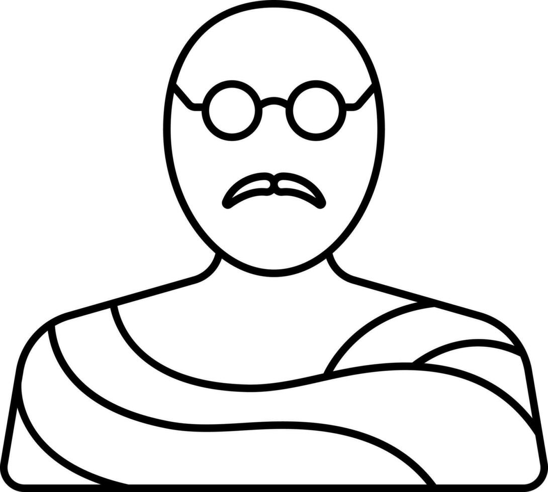 Isolated Mahatma Gandhi Icon In Line Art. vector