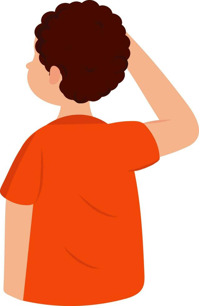 Back View Of Indian Young Boy Saluting On White Background. vector