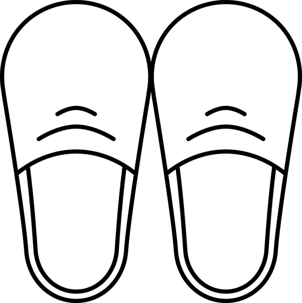 Black Linear Style Slider Slipper Icon. vector