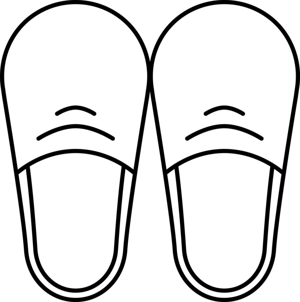 Black Linear Style Slider Slipper Icon. vector