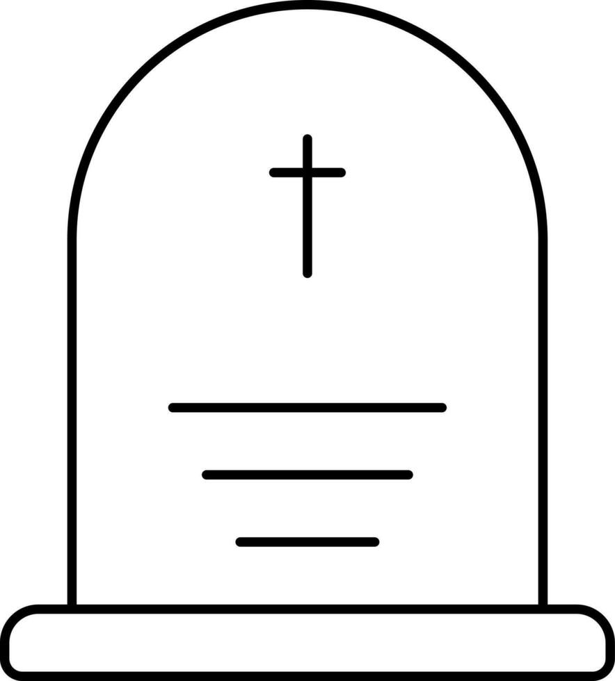 Black Linear Style Christian Headstone Icon Or Symbol. vector